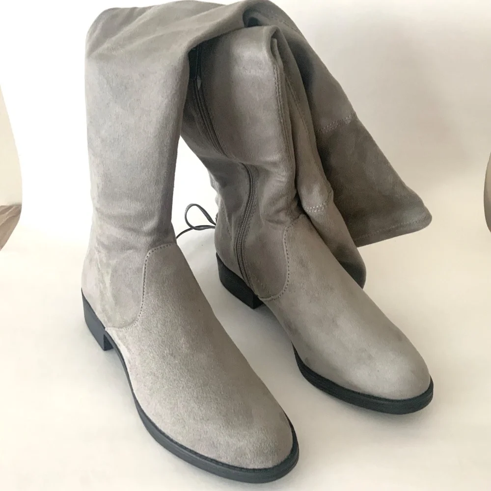 Circus by Sam Edelman Peyton Over the Knee Boots Block Heel Gray High Boots 7.5